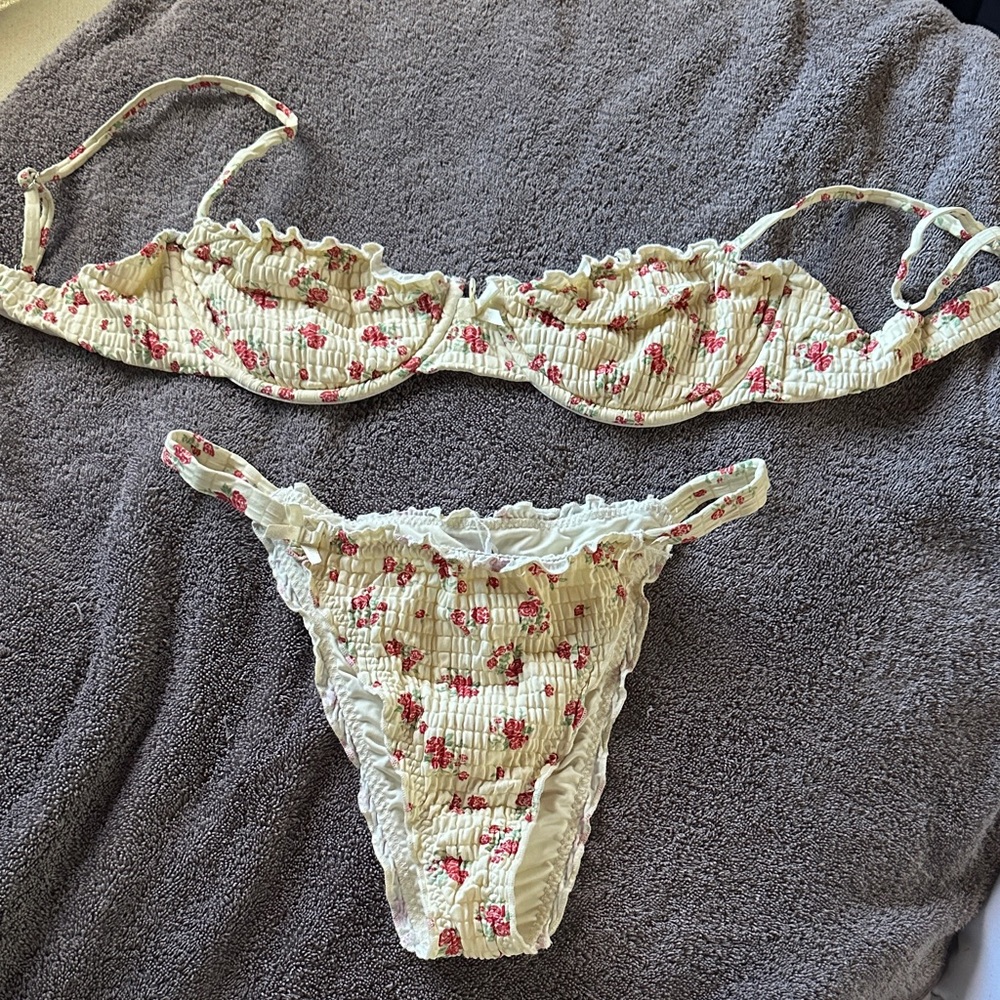 Dippin' Daisy's Cream and Red Floral Bikini
